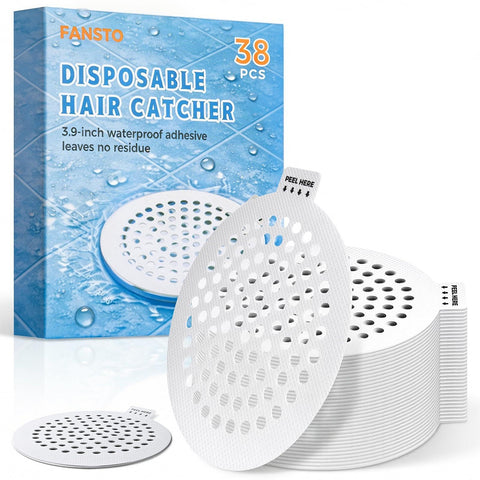 Disposable Shower Drain Hair Catcher, 38 Pack Mesh Drain Covers Strainers, Stop Hair Clog Stickers-Easy Peel Remove