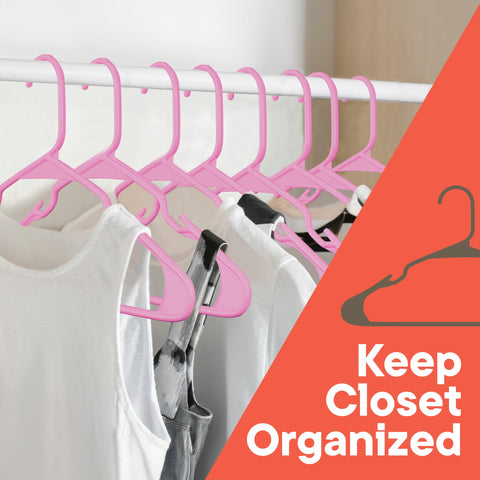 Campior Pink Plastic Hangers 10 Pack Heavy-Duty, Space-Saving, Non-Slip, Durable & Lightweight PP Hangers for Clothes