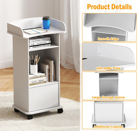 yeshine Lecterns & Podiums Portable Mobile Wood Lectern Reception Desk