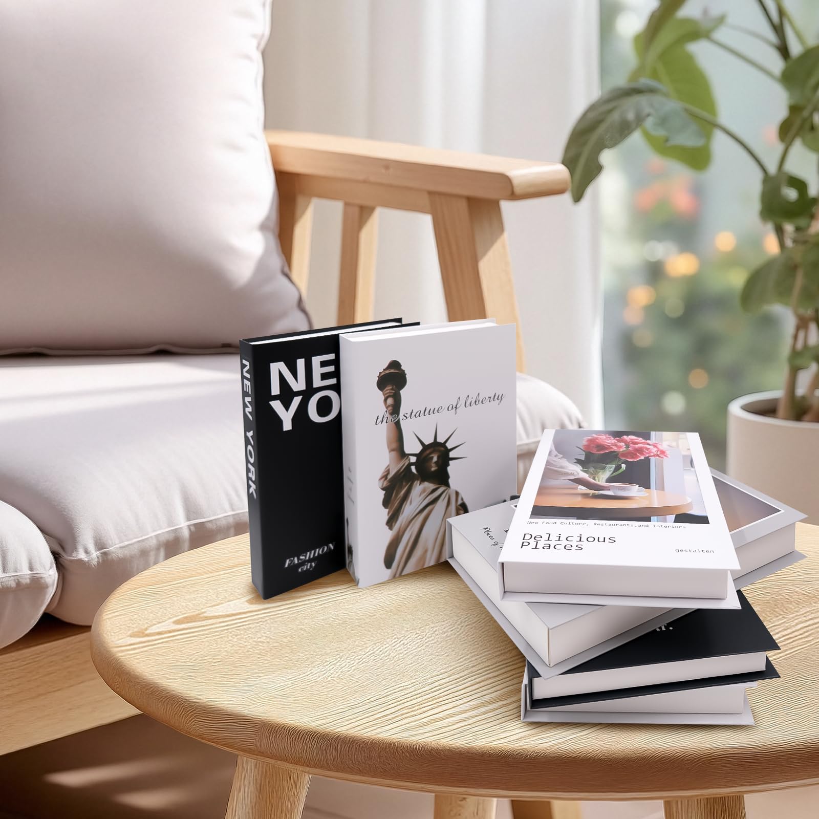 6 PCS Decorative Fake Books Set, Fashion Hardcover Display Books Foldable Faux Books for Home Decor for Coffee Table Bookshelf Office and Living Room