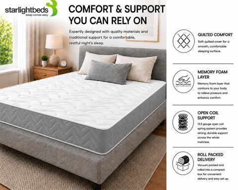 Starlight Beds Twilight Grey Shorty Mattress - 2ft6 x 5ft9