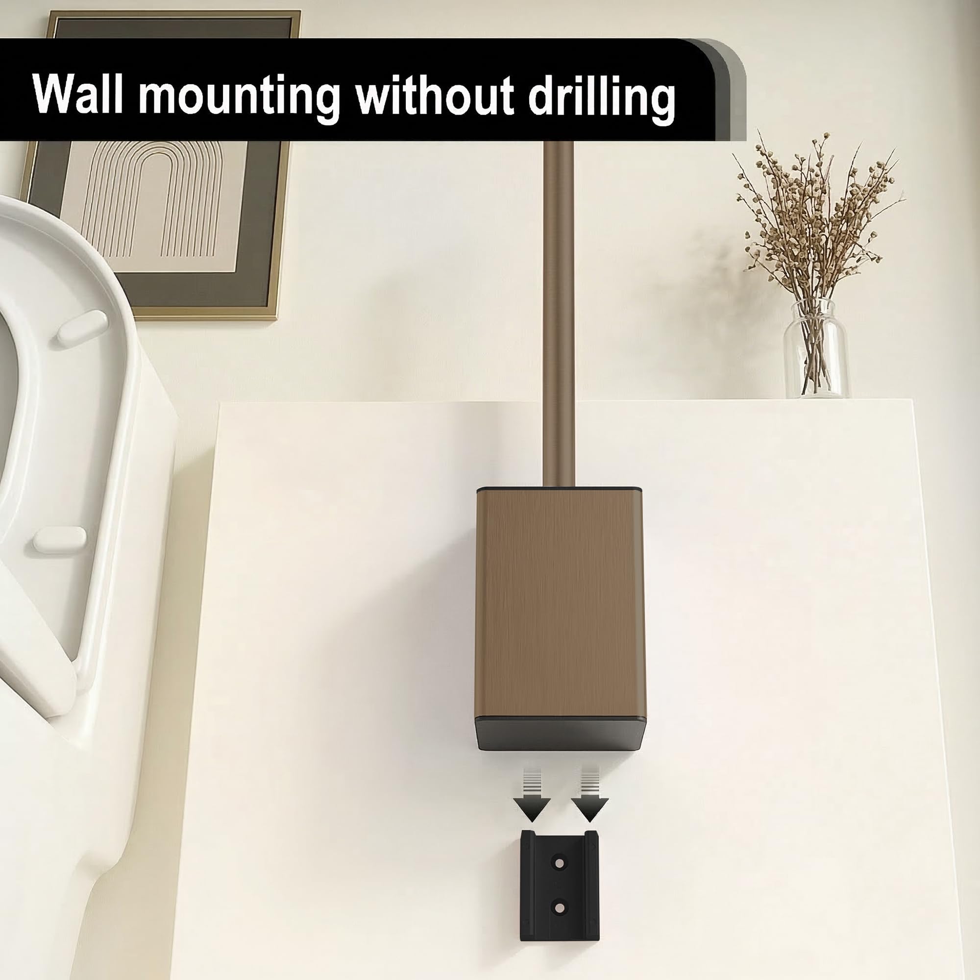 DAZI Toilet Brush Adhesive Wall Mounting without Drilling, Toilet Brush with Modern Design