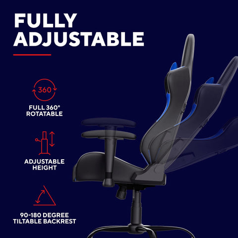 Trust Gaming GXT 708B Resto Gaming Chair, PC Desk Chair, Full 360° Rotatable Seating, Strong and Robust Metal Base Frame, Chair for Computer