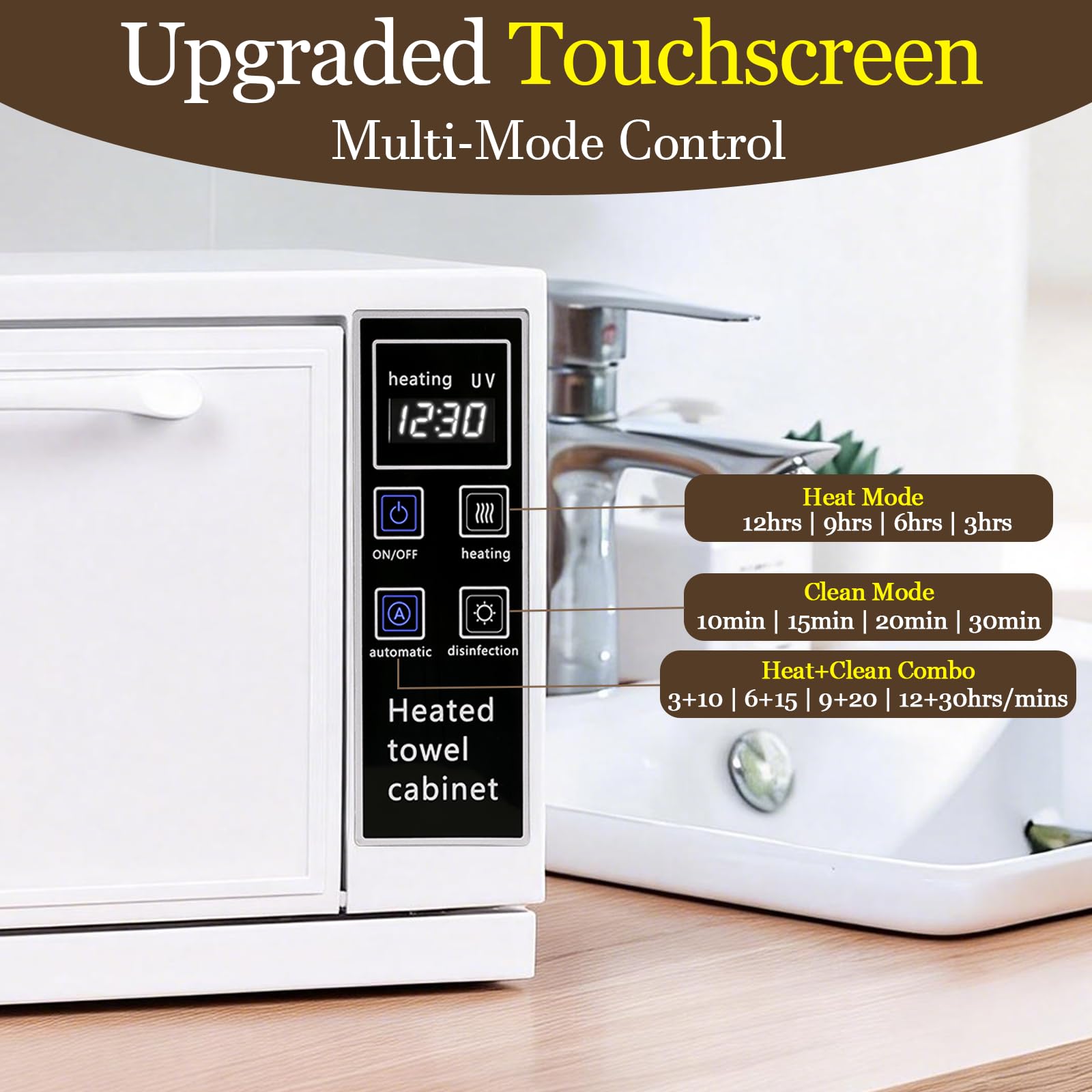 HomdMarket 5.5L Hot Towel Warmer Cabinet with UV Light Function - White