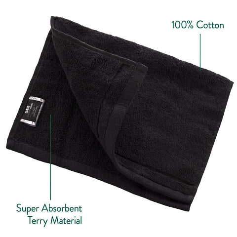 Creative Scents Cotton Fingertip Towels Set Black - 4 Pack - 11 x 18 Inches Decorative Small Extra-Absorbent and Soft Terry Towel for Bathroom