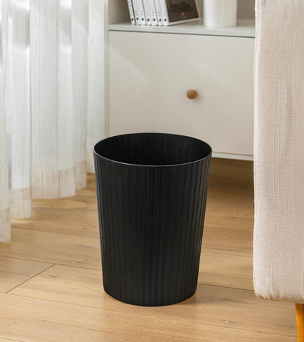 Cetomo 7.2L*3 Plastic Waste Paper Bin, Trash Can, Small Bins, Bedroom Bin, Round Waste Basket with Solid Stripe for Kitchen Rooms, Nesting, Matte