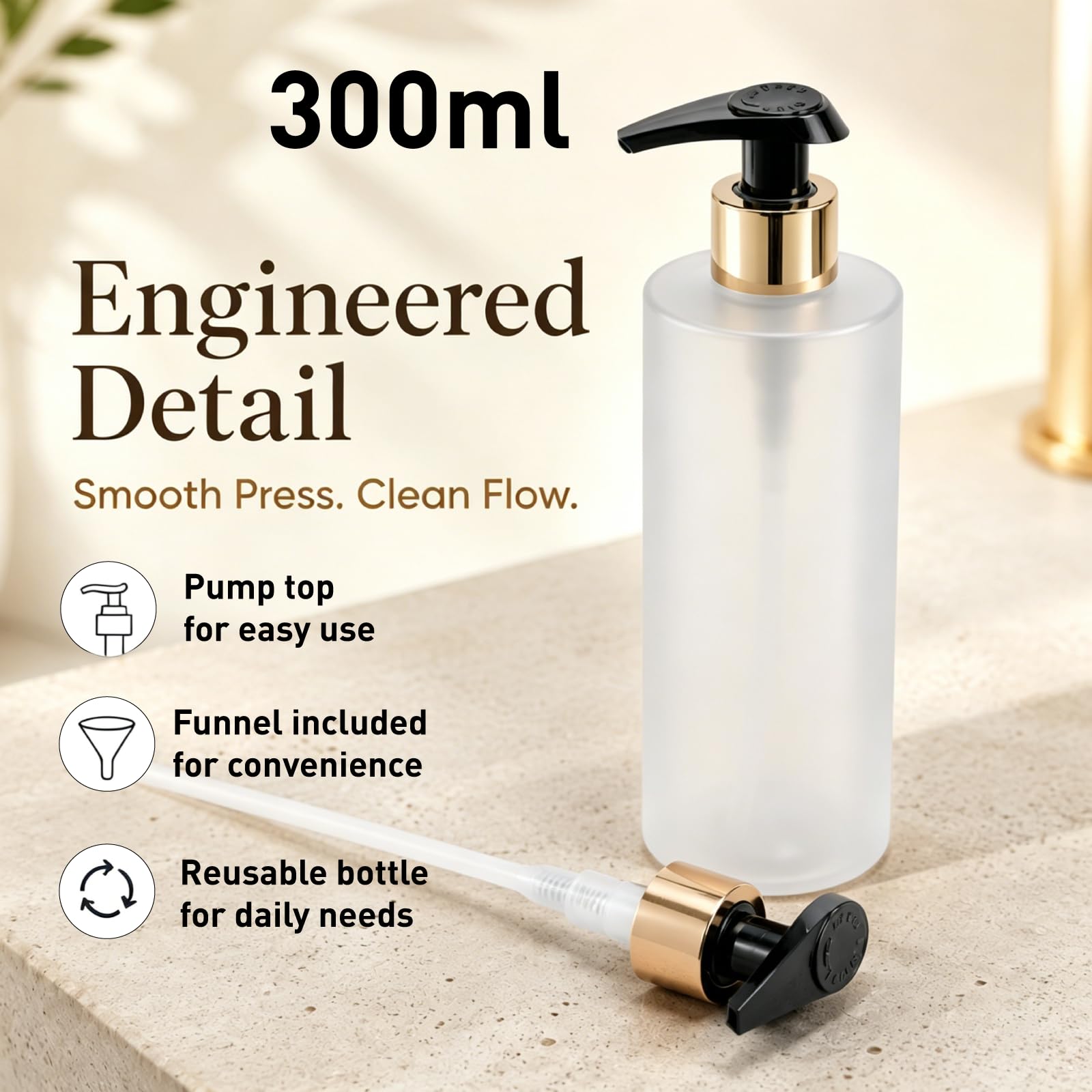 2 Pcs Hand and Dish Soap Dispenser Set, 300 ML Plastic Washing Up Liquid Dispenser Bottles