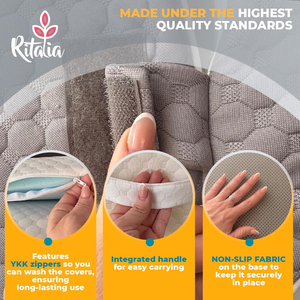 Ritalia® Wedge Pillow 60x60x30 cm | Back Pillow Bed and Vein Pillow | Ergonomic Seat Pillow Bed with Back Support