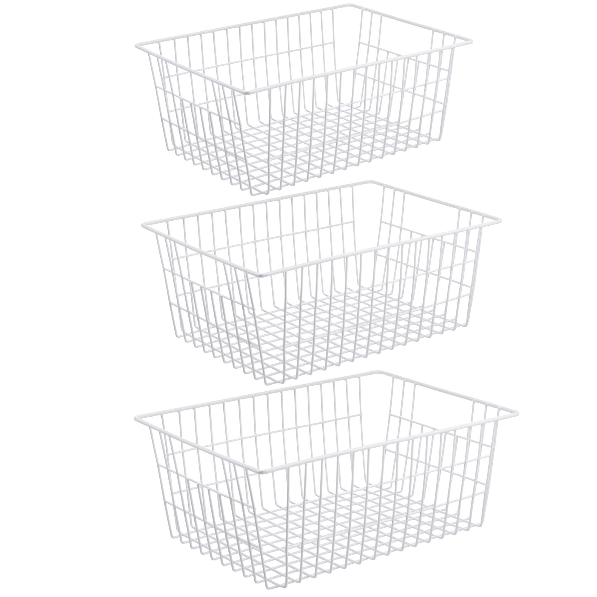iPEGTOP Metal Wire Stroage Baskets, Large Freezer Refrigerator Organizer Bins, Home Office Shelf Freezer Storage for Bathroom, Pantry
