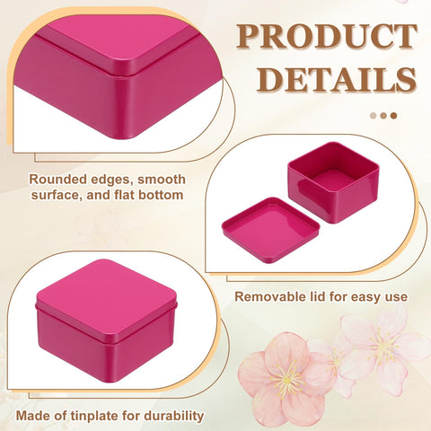 sourcing map 2Pcs Metal Tin Box, 3.1x1.8 Square Empty Tinplate Containers with Lid Portable Storage Box Candy Jars for Valentine's Day