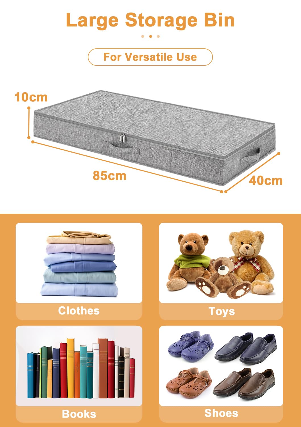 mepure 10cm High Under Bed Storage Low Profile, 85×40×10cm, 2-Pack