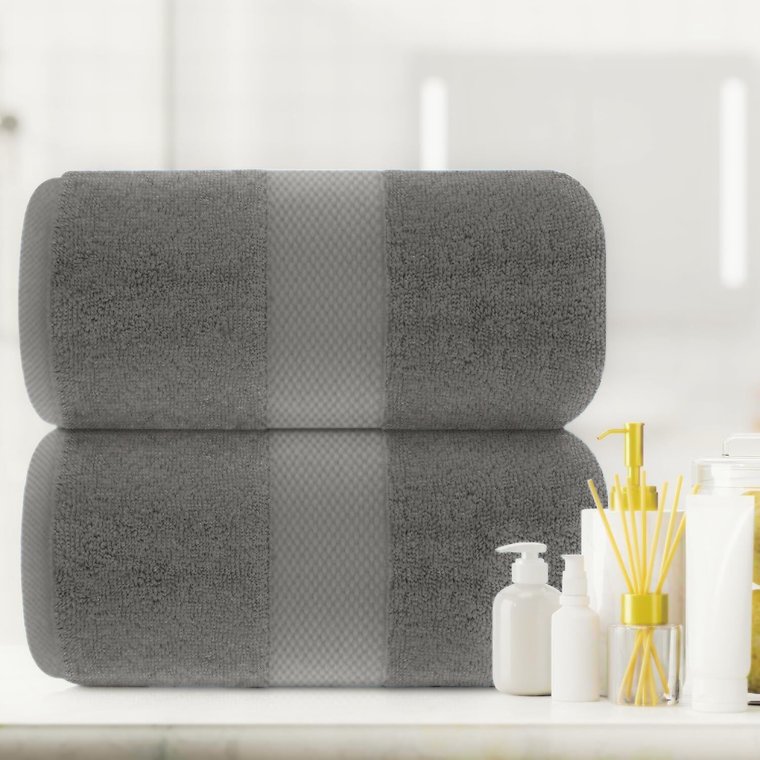 Hieftan Towels Bath Sheet Set – 100% Cotton Pack of 2 Extra Large Bath Sheets Towel 600gsm Highly Absorbent Rapid Dry Super Sheets for Bathroom 140 X