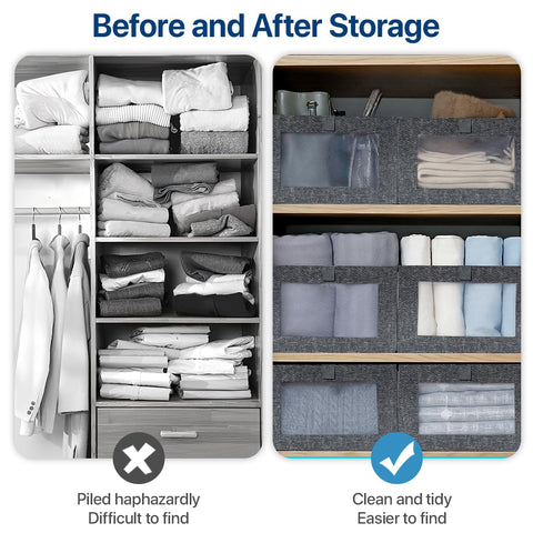 Niviy Clothes Storage Boxes 4 Pack, Foldable Fabric Wardrobe Organiser