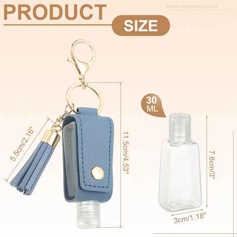sourcing map Portable Travel Empty Bottle with Keychain, 30ml PU Leather Mini Squeeze Bottles