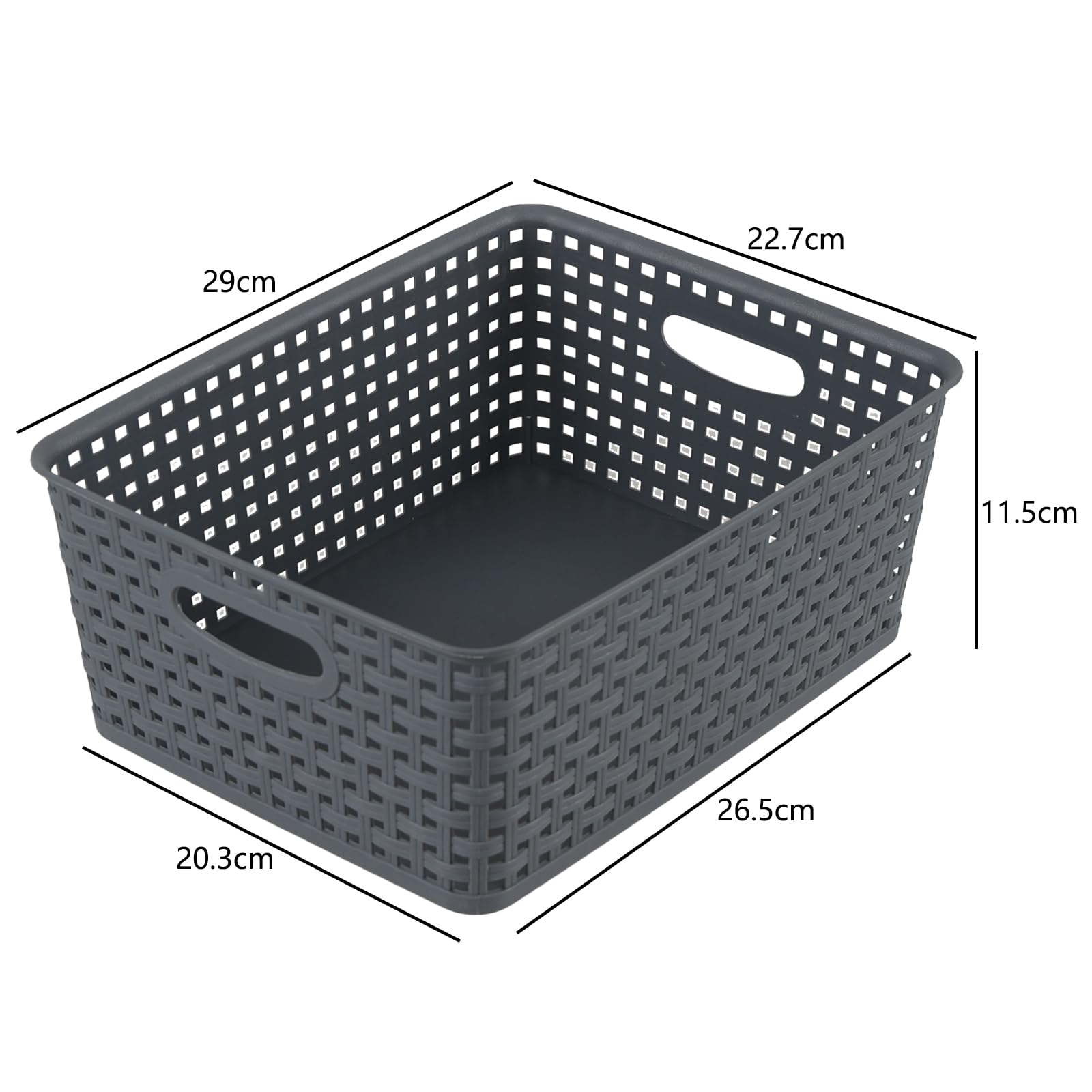 Doryh Plastic Woven Storage Basket, Grey Cupboard Storage Baskets, 4-Pack