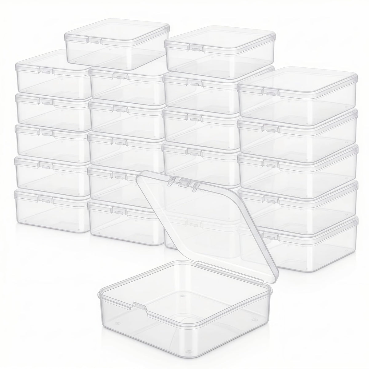 LJY Clear Square Plastic Boxes with Lids, 23 Pack, 3 x 3 x 1 in