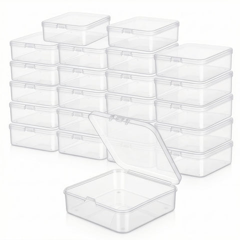 LJY Clear Square Plastic Boxes with Lids, 23 Pack, 3 x 3 x 1 in