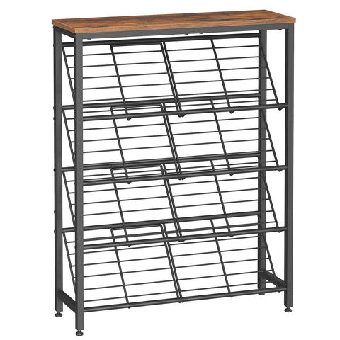 HOOBRO 5-Tier Shoe Rack, Narrow Shoe Rack Holds 12-16 Pairs, Industrial Shoe Organizer with Adjustable Feet & Anti-Tip Kit for Hallway, Bedroom