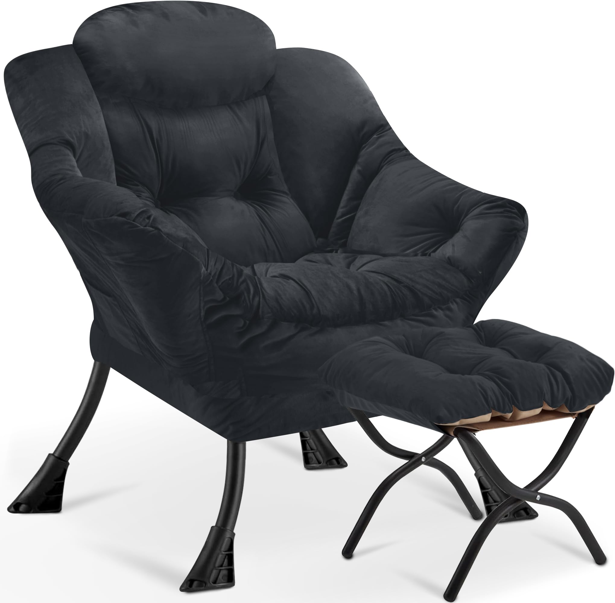 Buymoth Armchair Living Room Comfy Armchair Reading Chair with Footstool Lazy Accent Chairs Bedroom Cuddle Chairs