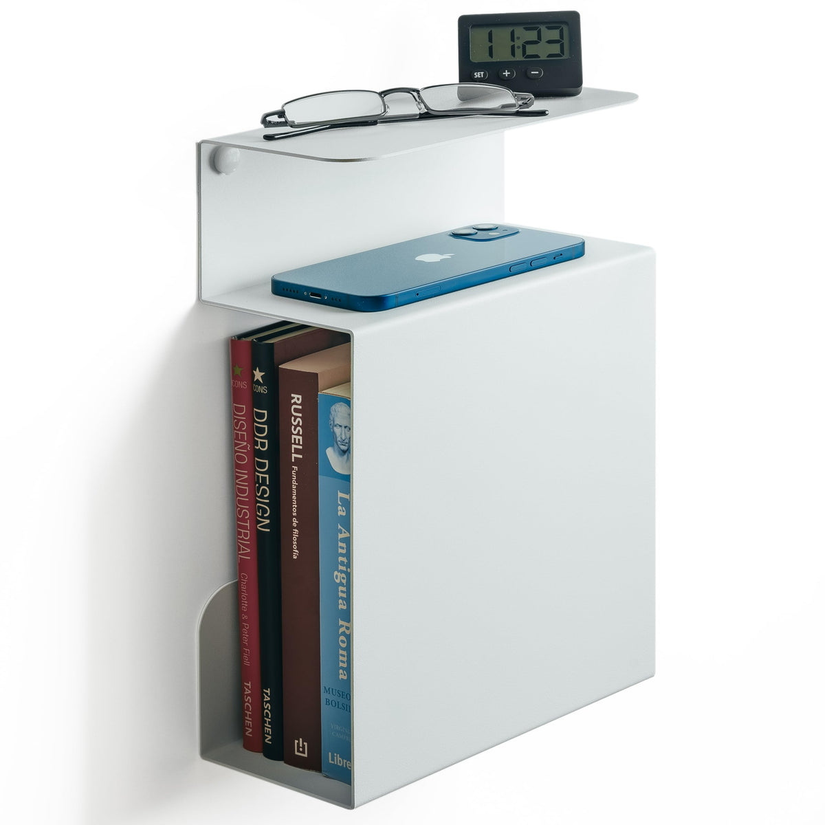 etterr | Bedside Cabinet | 100% Steel | Made in Europe | White Bed Side Table | Floating, Narrow