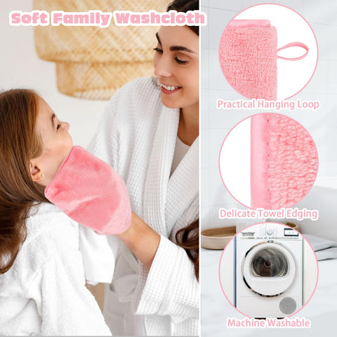 PHOGARY 6 Pack Microfiber Flannel Face Cloths Face Body Wash Cloth, Super Absorbent & Soft Facial Mitts, Reusable Makeup Remover Wash Gloves