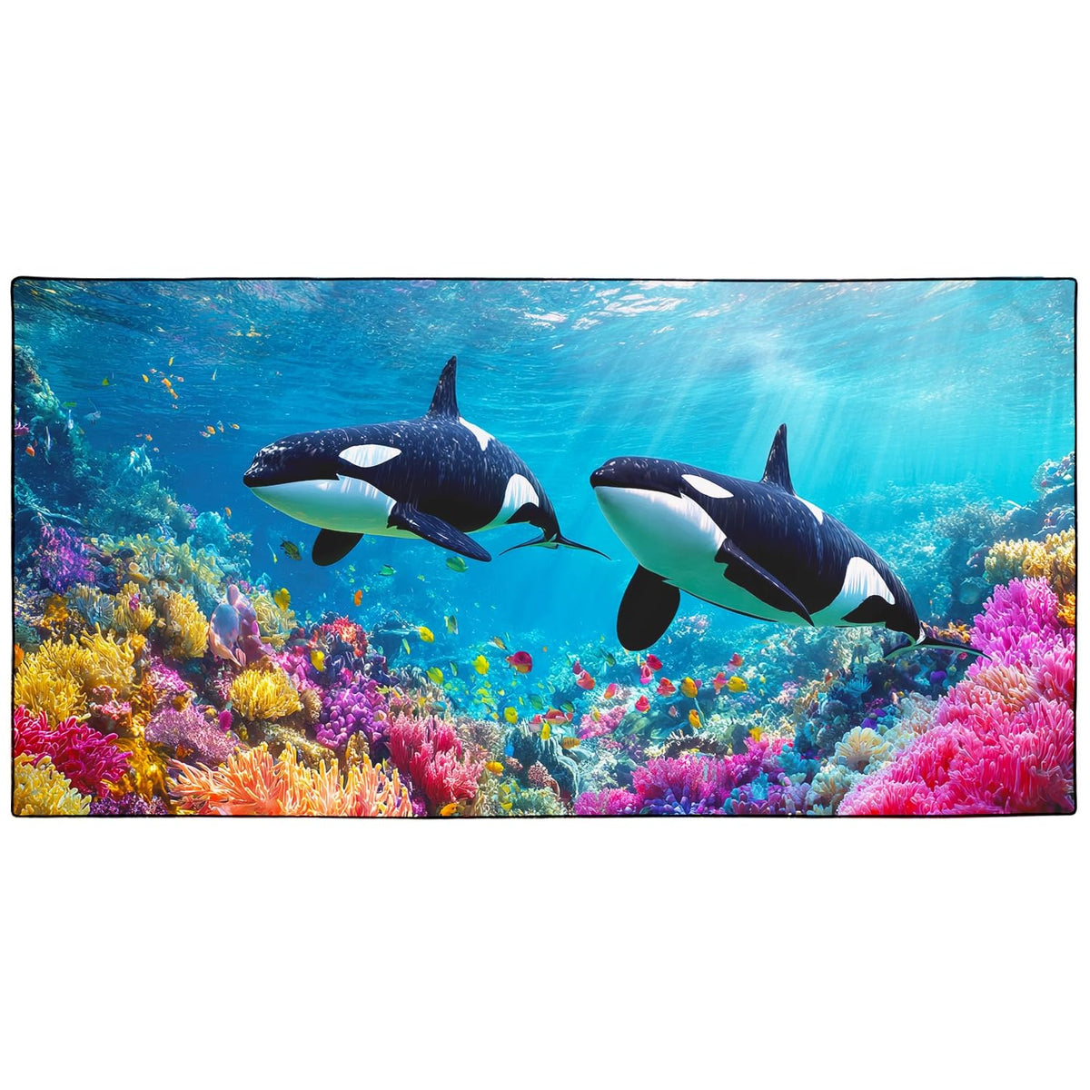 Violetpos Orca Coral Reef Beach Towe, Extra Large 180x90 cm 250GSM Microfibre, Sand Free Quick Dry