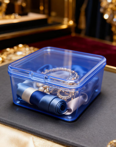 LJY 60 Pack Small Blue Plastic Boxes with Hinged Lid 6.5 x 6.5 x 3.5 cm