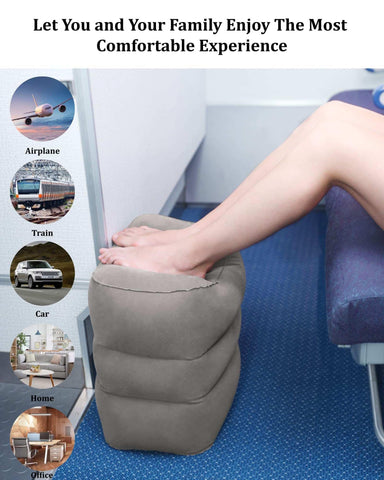 Inflatable Travel Foot Rest Pillow,Airplane Travel Pillow, Office Footrests, Adjustable 3 Layers Height Leg Rest Pillow