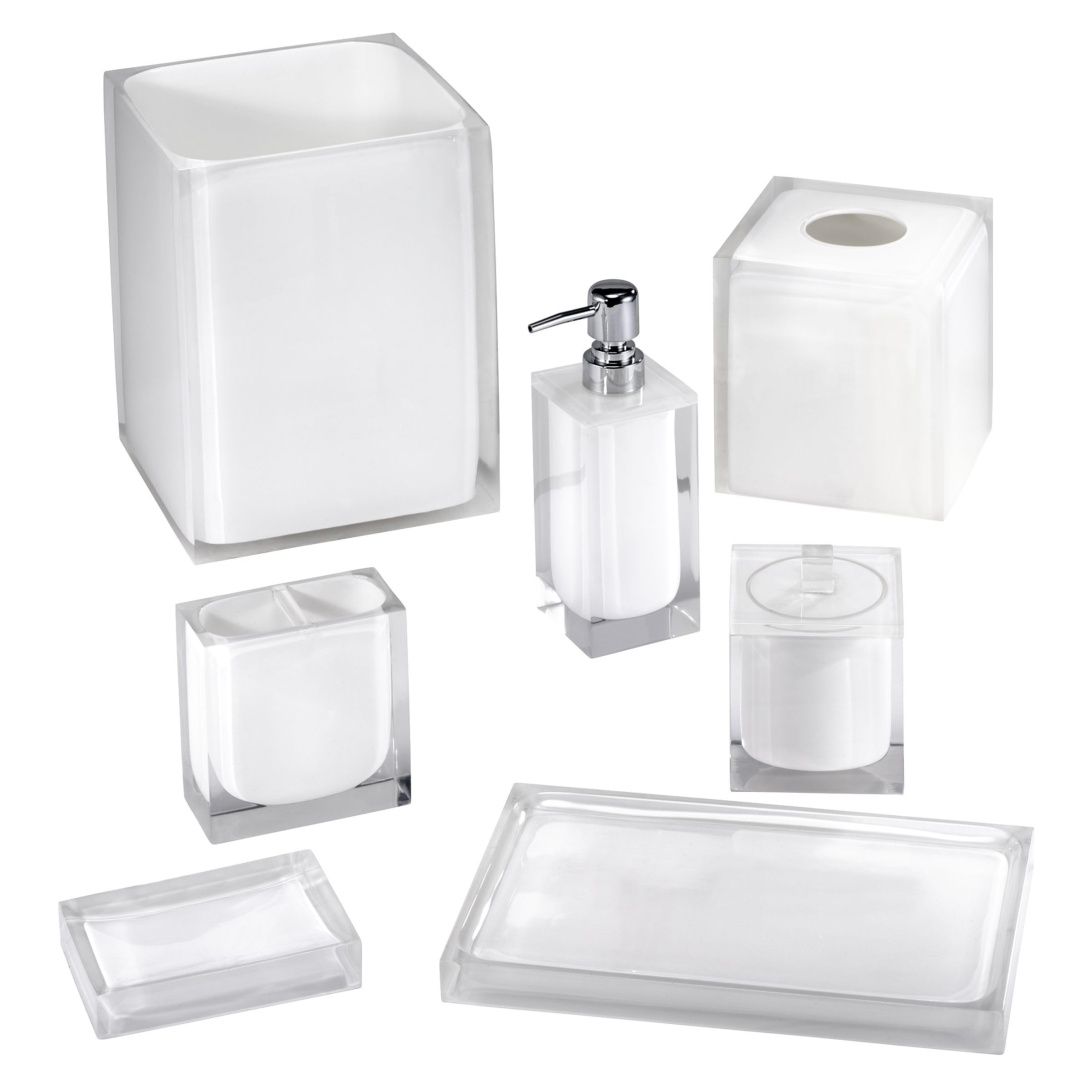 IZOD Resin Bathroom Essentials, White, Lotion Pump/Soap Dispenser
