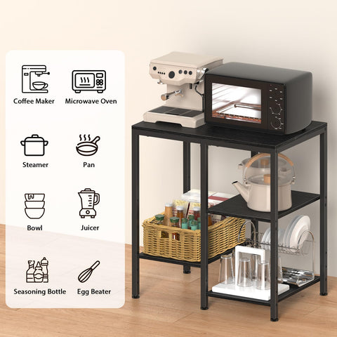 OGEMXU Kitchen Microwave Stand,4-Tier Adjustable Microwave Cart,Black