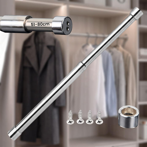 51-80cm Heavy-Duty Extendable Wardrobe Rail: Sturdy Hanging Rod for Closet