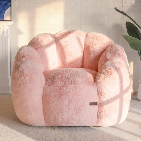 MAXYOYO Floral Shaped Bean Bag Sofa, Includes Filling, Faux Fur Fabric
