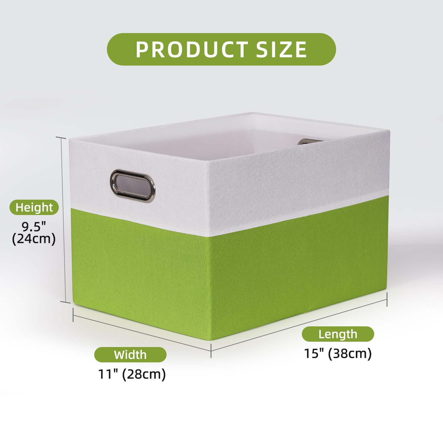BinWhiz 3 Pack Clothing Storage Bins, Rectangle Large Storage Baskets with Metal Handle, Collapsible Storage Organiser Bins