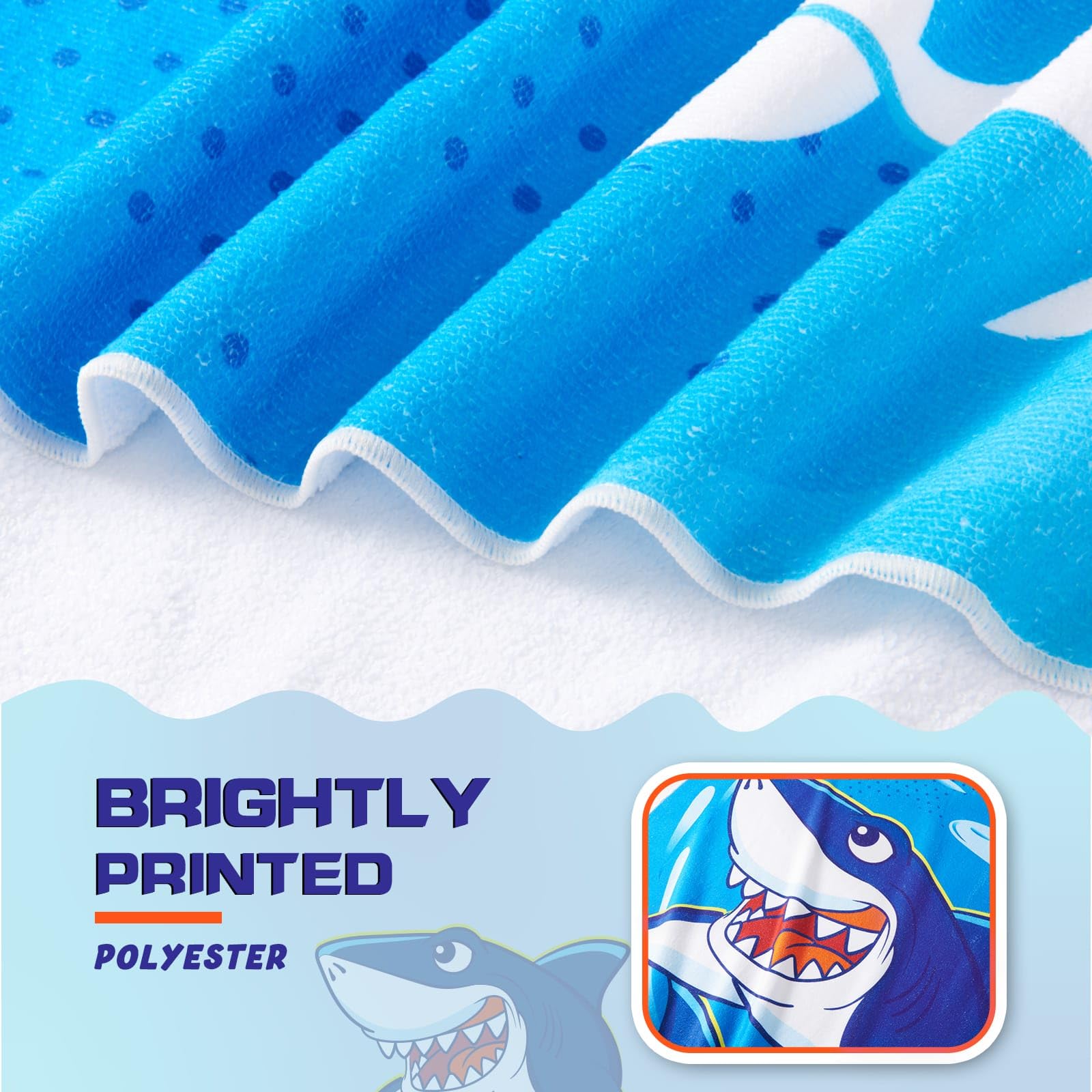 WERNNSAI Shark Microfibre Beach Towel for Kids, 76 x 150cm Bath Towel