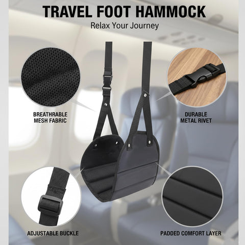Foot Hammock for Flight, Airplane Foot Rest and Leg Hammock for Long Haul Flight, Portable Plane Essentials with Storage Bag