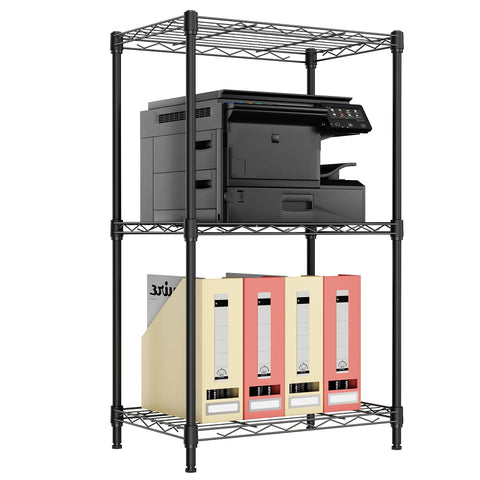 M MZG Storage Shelves 3 Tier Heavy Duty Metal Storage Unit With Levelling Feet Organizer for Garage, Laundry, Kitchen 30 x 45 x 73.2 cm Black