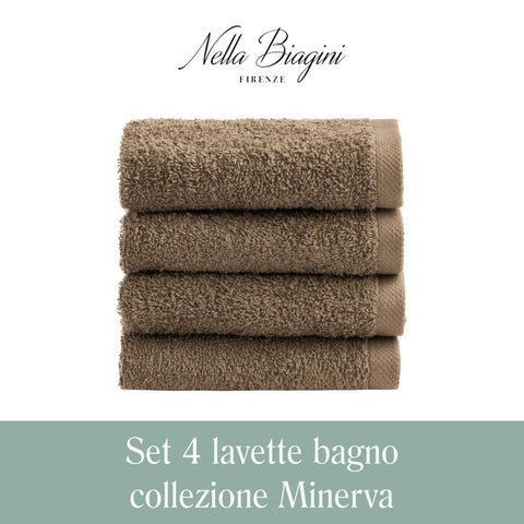 NELLA BIAGINI Minerva Bath Towels 30 x 30 cm, Set of 4, 100% Pure Terry Cotton, 420 g/m², Soft, Absorbent, Practical, Durable, Solid Colour