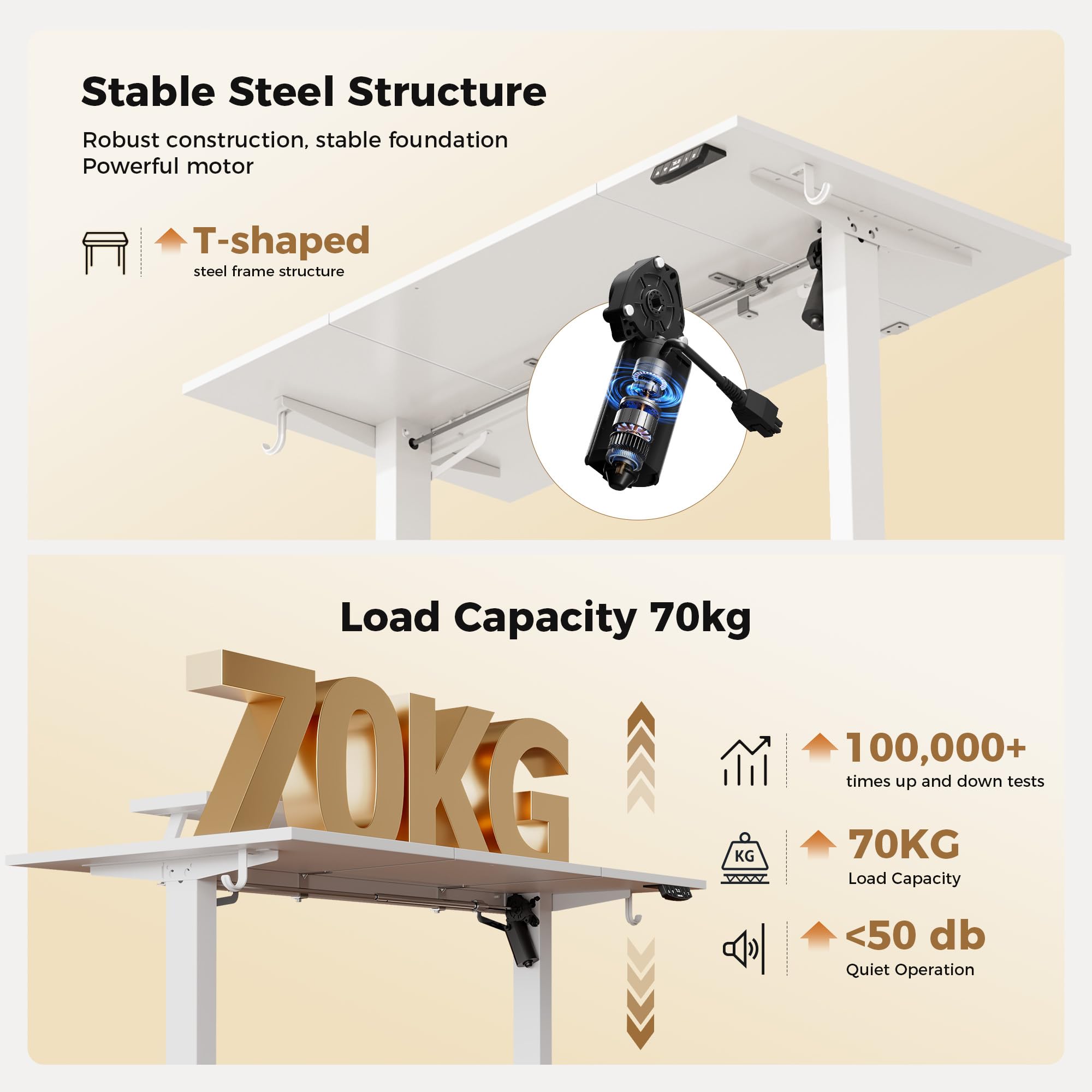 Agilestic Eletric Height Adjustable Desk, Movable Monitorstand, 140x60cm