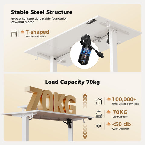Agilestic Eletric Height Adjustable Desk, Movable Monitorstand, 140x60cm