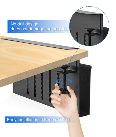 Torchesy Laptop Stand Vertical Under Desk Storage Under Desk Laptop Mount Desk Side Storage for All Laptops and Tablets Black