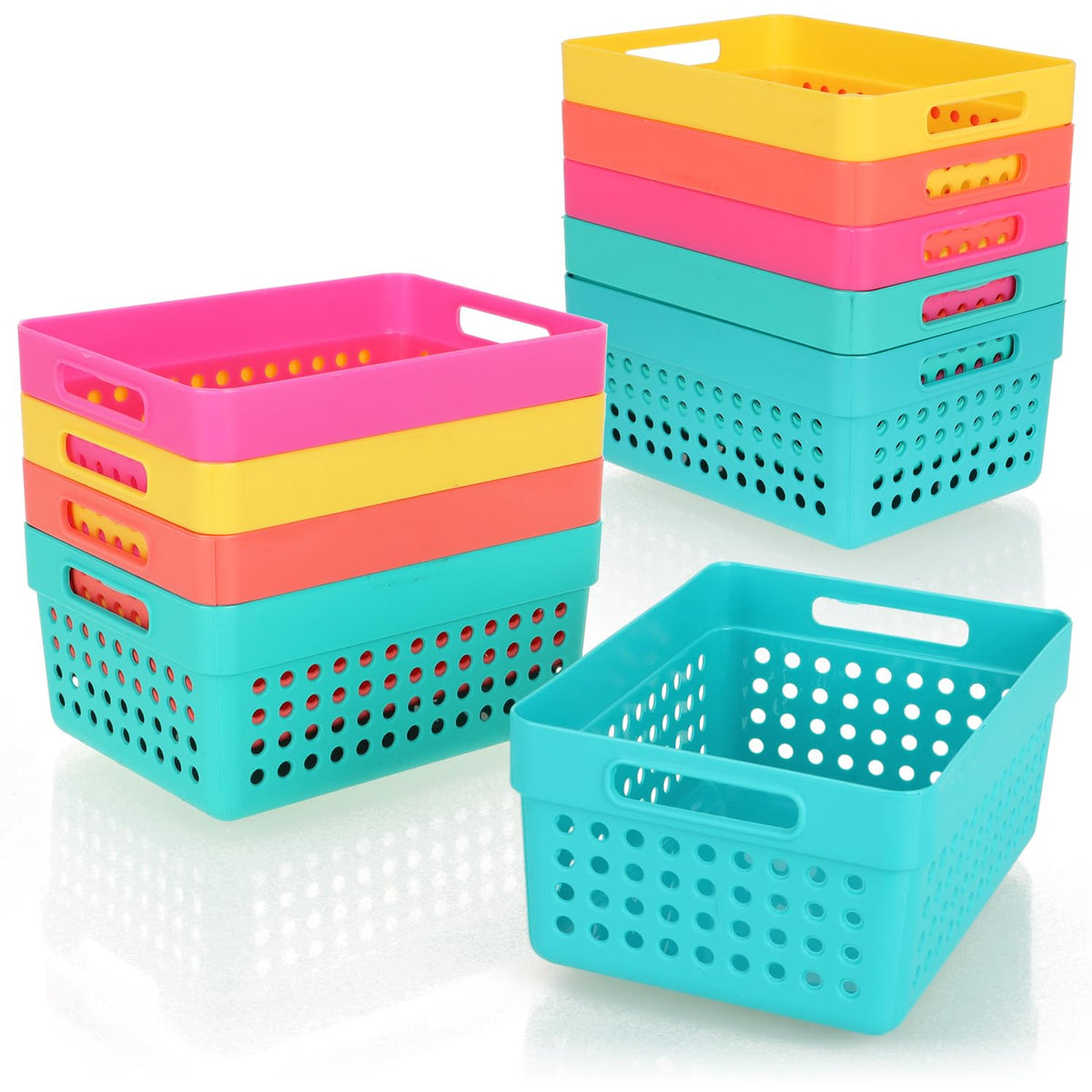 com-four® 10x storage baskets, decorative baskets with side handles