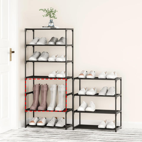 Flosvotals 3 Tier Shoe Rack,Space Saving Shoe Storage Organiser,Metal Storage Rack, Easy Assembly & Strong Design, Stackable Shoe Shelf, for Hallway