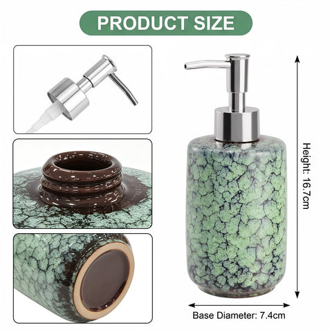 Ceramic Soap Dispenser - 350ml Liquid Hand Soap Dispenser with Pump Refillable Pump Bottle Washing up Liquid Soap Dispenser Lotion Bottle for Kitchen