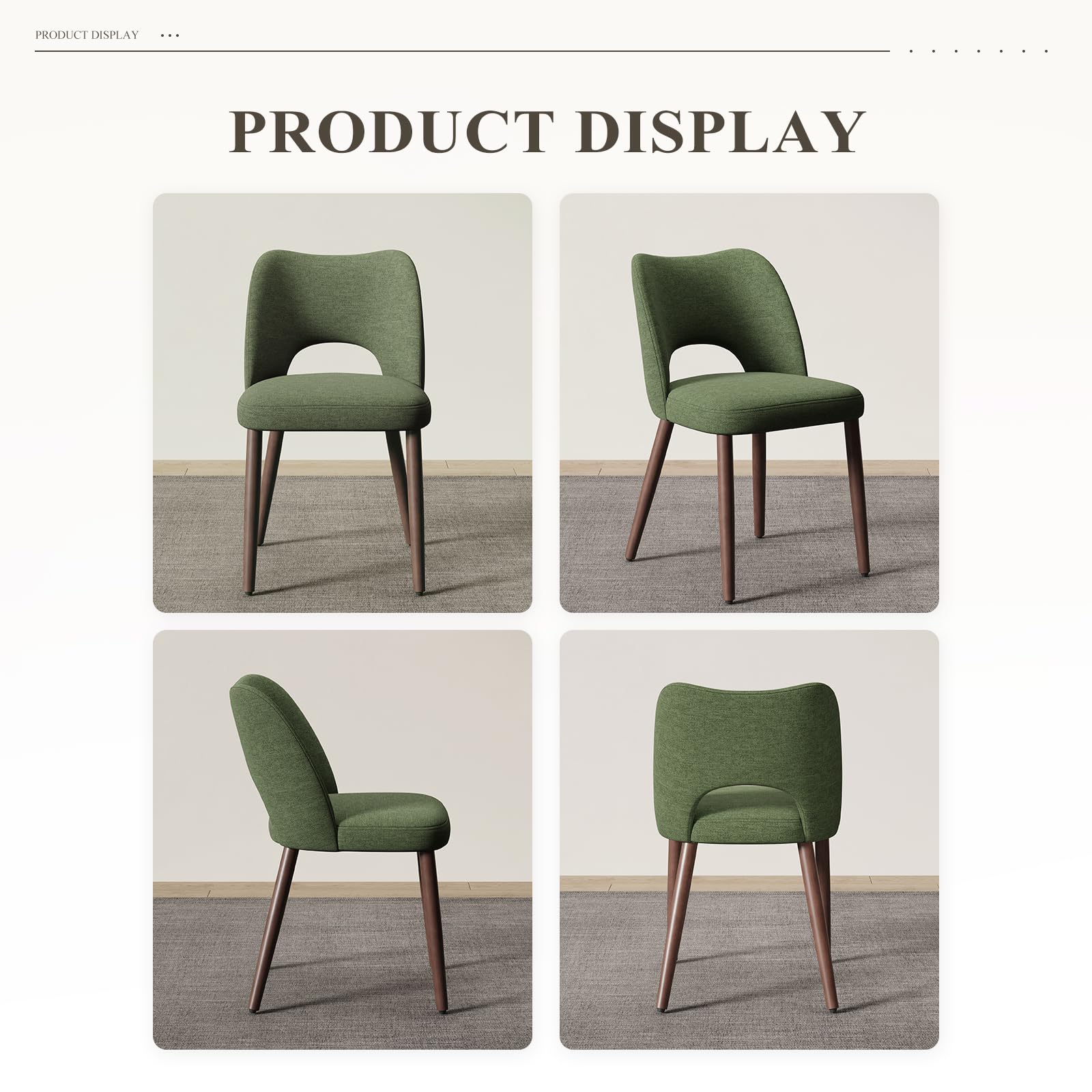 MALOL Upholstered Dining Chairs Set of 4, Fabric Chairs for Dining Room with Solid Wood Legs, Hollow Backrest and Thick Seat Cushion