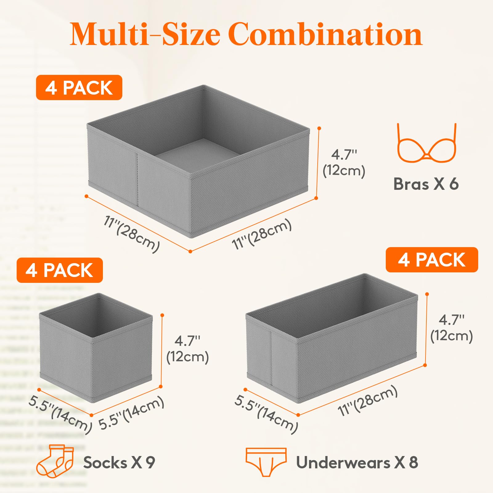 Lifewit 12 Pack Drawer Organiser, Dividers for Closet, Light Grey