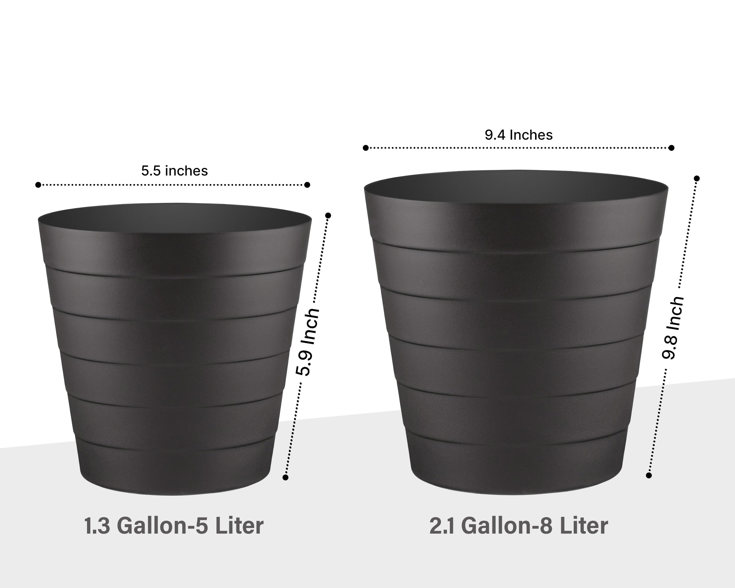 Zuvo Waste Paper Bin 8L, Wave Design Bin for Bedroom and Office, Black