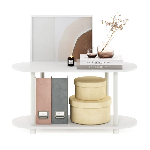 Furinno TURN-N-TUBE Oval Display Shelf, 4-Tier Book Shelf, Oval Storage Shelves, Toolless Open Shelves, Round Tubes, for Organization and Storage
