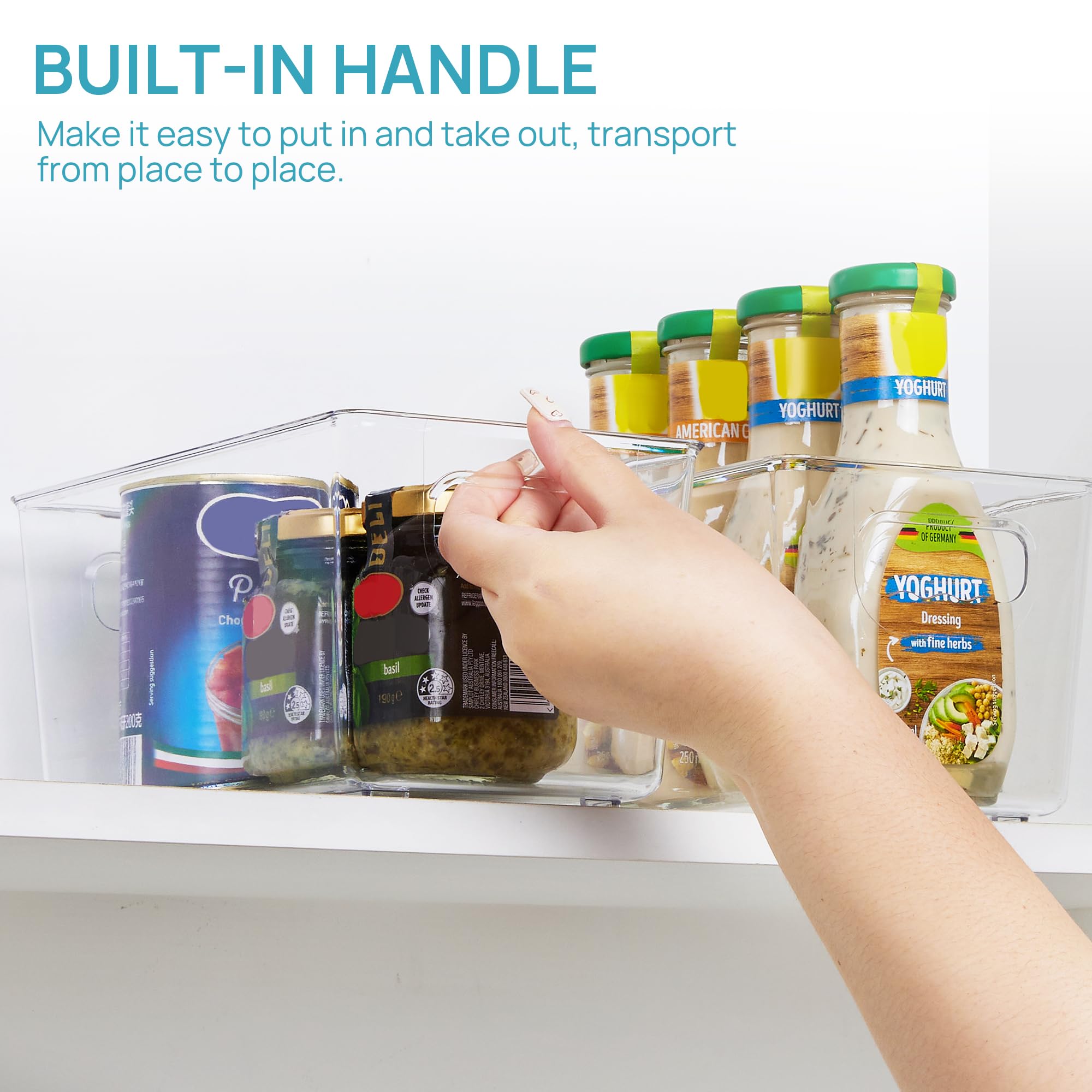 Vtopmart Clear Plastic Pantry Organizer Bins, Cupboard Organizer 6 Pack