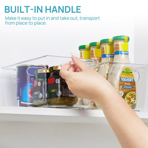 Vtopmart Clear Plastic Pantry Organizer Bins, Cupboard Organizer 6 Pack