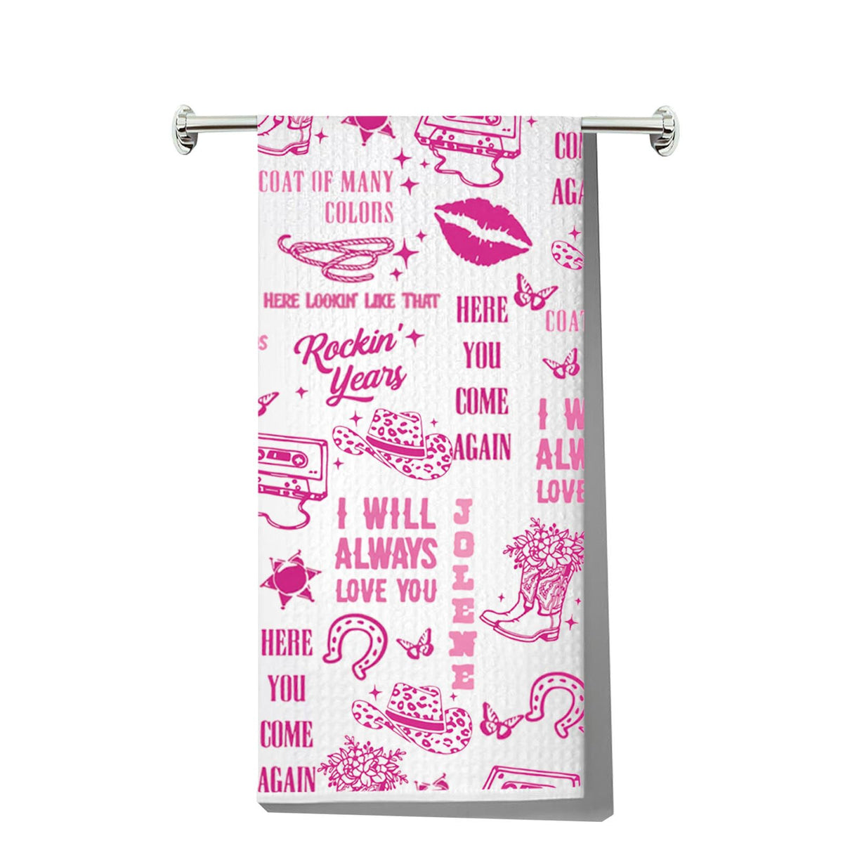 LEVLO Country Song Kitchen Towel Country Music Lover Gift Country Album Tea Towel Country Festival Fans Housewarming Gift (Always Love You)